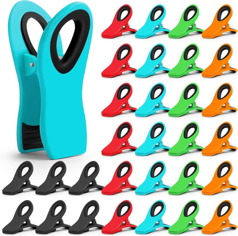 Jetmore 30 Pack Chip Clips Bag Clips, Paper Clips, Binder Clips, Multicolor Magnetic Clip for Food and Other Packages, Multipurpose Refrigerator Magnet Clip, Office Paper Clamps - Image 1